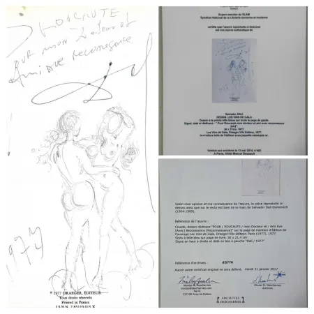 Illustrated Book Dali - Original Drawing- Nude Couple 