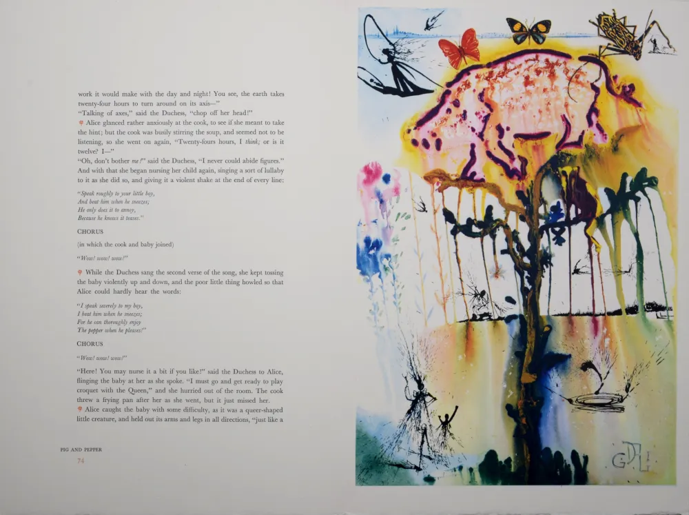 Rotogravure Dali - Pig and pepper, Alice's Adventures in Wonderland, 1969