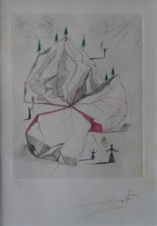 Engraving Dali - Poèmes de Mao Tse-Toung : Montagne de la Paix 