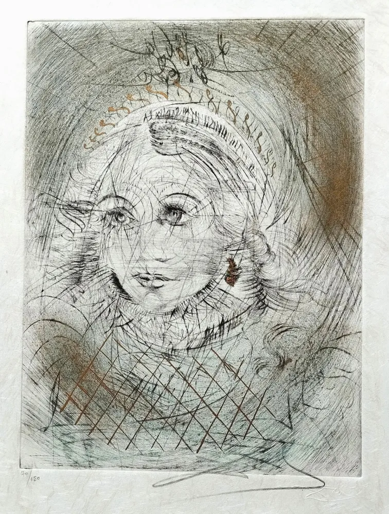Drypoint Dali - Portrait de Marguerite