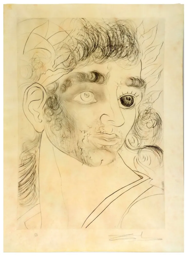 Drypoint Dali - Portrait of alexander the great