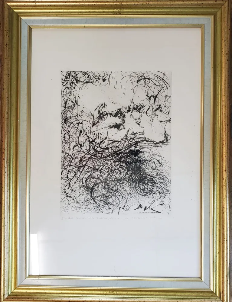 Etching Dali - Portrait of Jules Verne / L'Intellect Jaillissant, 1966