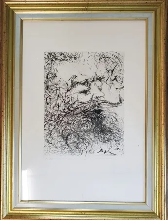 Etching Dali - Portrait of Jules Verne / L'Intellect Jaillissant, 1966