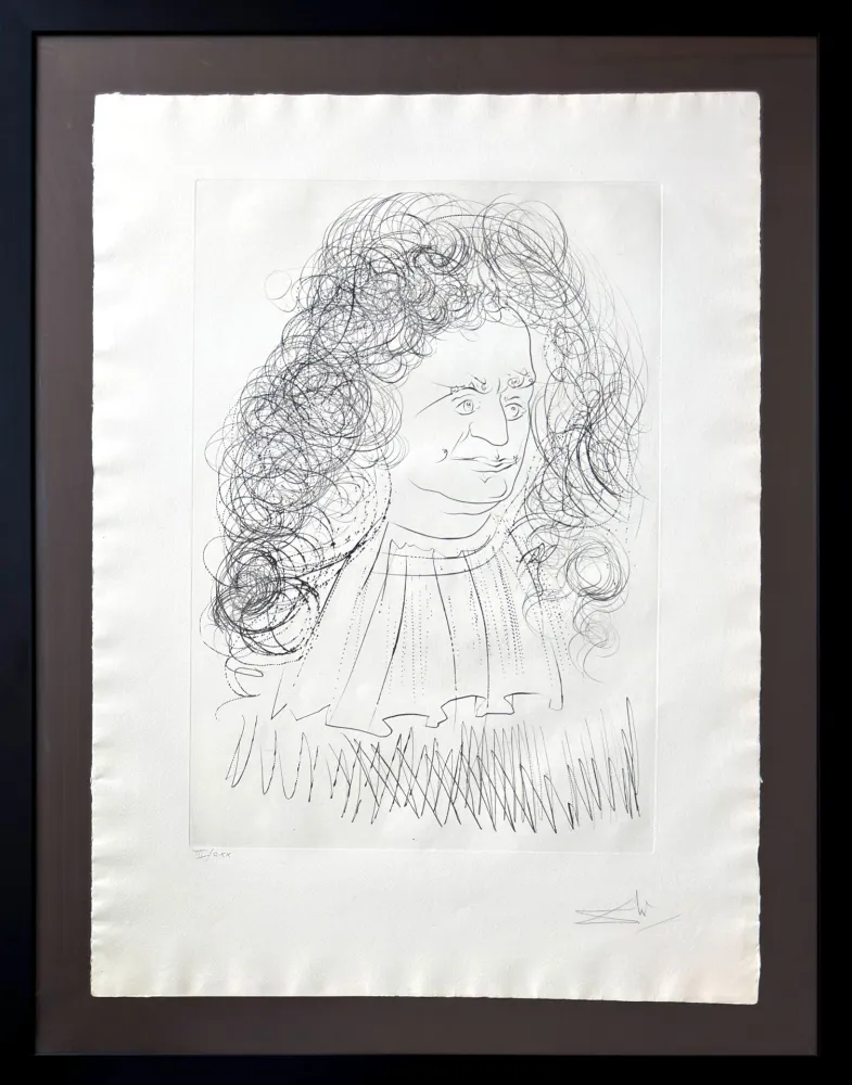 Engraving Dali - Portrait of la Fontaine