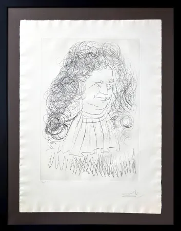 Engraving Dali - Portrait of la Fontaine