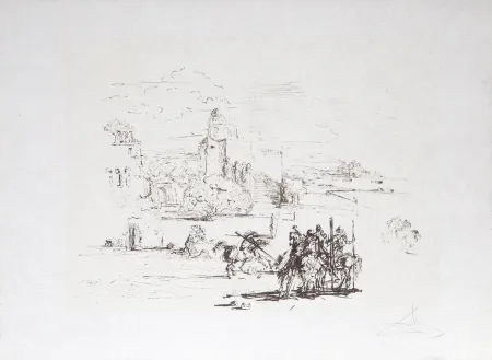 Engraving Dali - Road To Ampurdam (Rome and Cadaques)
