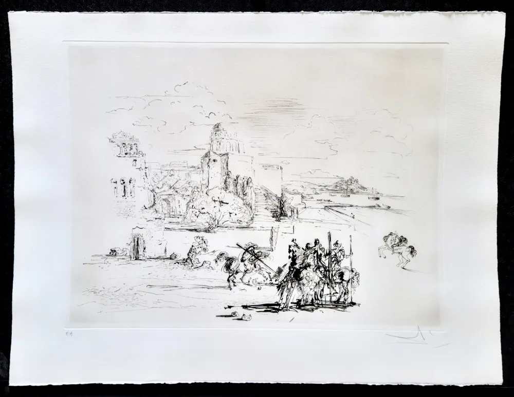 Etching Dali - Road to Ampurdam (Rome & Cadaques)