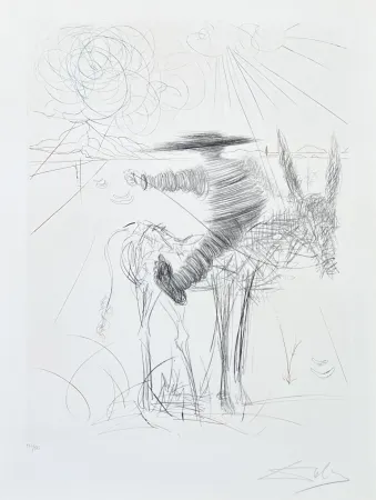 Drypoint Dali - Salvador Dalí (1904-1989) - Drypoint etching on Lana paper - 1970