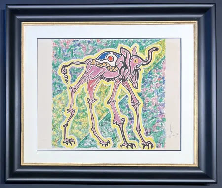 Lithograph Dali - Salvador Dalì (1904-1989) - Elefante-cicogna (Elephant-stork) - Coloured lithograph on Arches paper