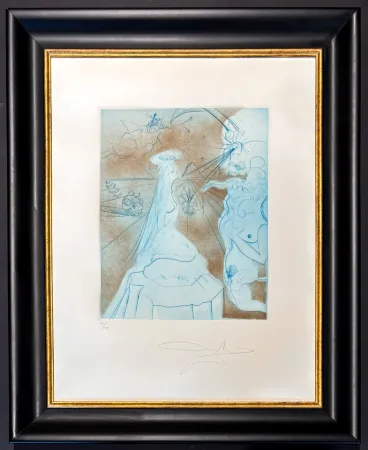 Etching Dali - Salvador Dalì (1904-1989) - Femme a coussin - Drypoint, etchings - 1969