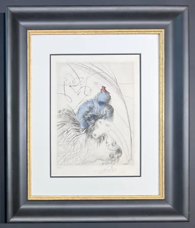 Drypoint Dali - Salvador Dalí (1904-1989) - Hand watercolored drypoint etching on Japanese paper - 1969