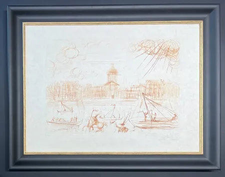 Etching Dali - Salvador Dalì (1904–1989) - L'Academie de Paris - Etching in sepia on extremely fine Japanese paper - 1971