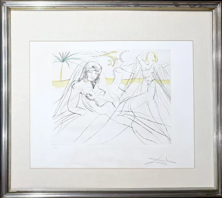 Etching Dali - Salvador Dalí (1904–1989) - Mort de Cléopâtra - Drypoint etching with stencil on Arches paper - 1975