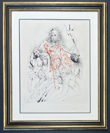 Drypoint Dali - Salvador Dalì (1904 - 1989) - Poisedon - Mixed media incorporating heliogravure and drypoint etching hand-colored on Arches paper - 1966