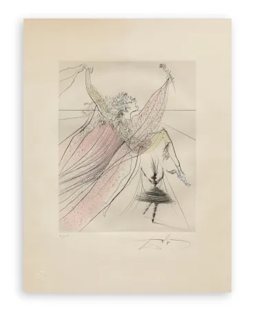 Etching Dali - Salvador Dalí (1904–1989) - Terpsichore - Hand-coloured drypoint etching on Arches paper - 1971