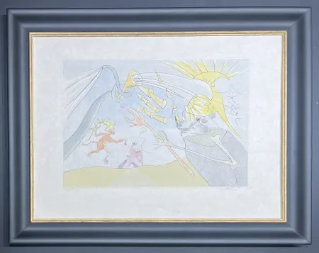 Drypoint Dali - Salvador Dalì (1904-1989) - The Elephant and Jupiter's Monkey - Drypoint etching with stencil - 1974