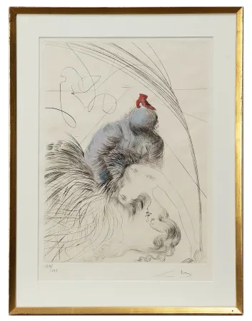 Etching Dali - Salvador Dalí (1904-1989) – Woman whit shoe – Hand watercolored drypoint etching on Japanese paper – 1969