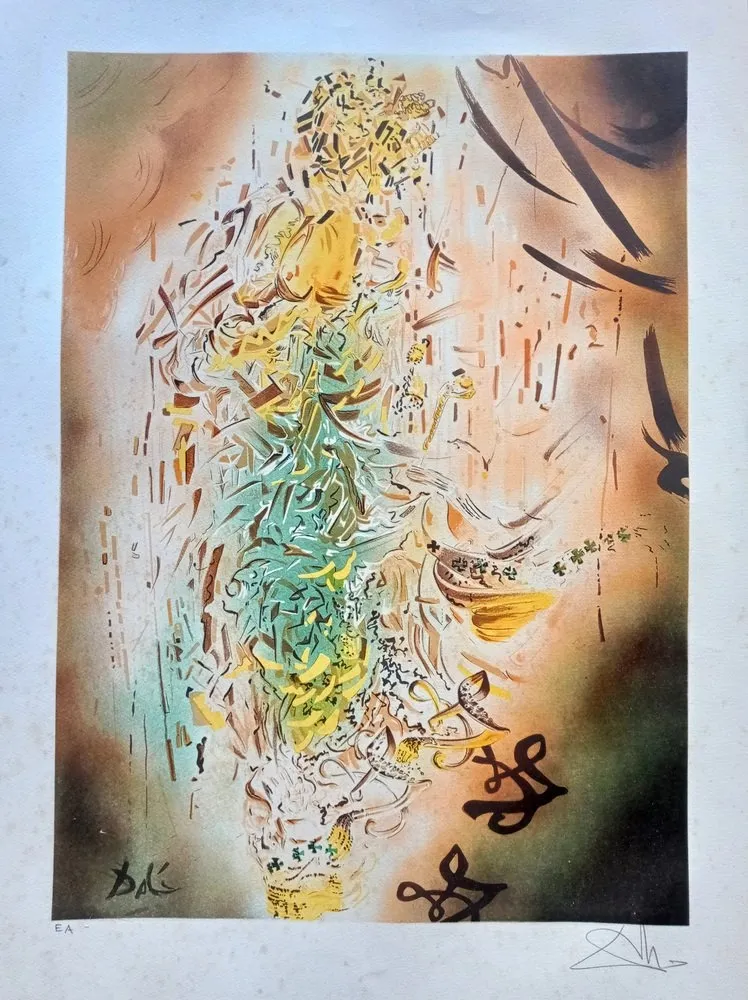 Lithograph Dali - Salvador Dali, Cosmic Madonna, Beautiful surrealist handsigned composition, cca 1970