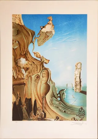 Lithograph Dali - SALVADOR DALI, Monument impérial à la femme Gala (Memoire du femme-enfant), Superbe Lithograph Handsigned in pencil 