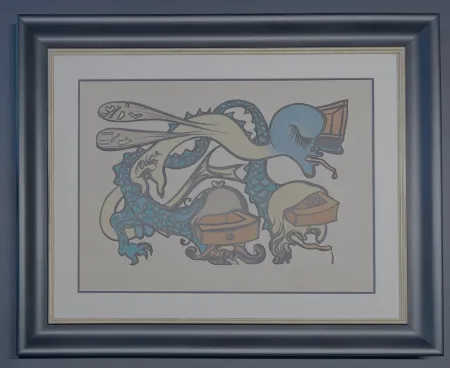 Lithograph Dali - Salvador Dalì(1904-1989)- Idra a tre teste (Three-headed Hydra)- color lithograph on Arches paper