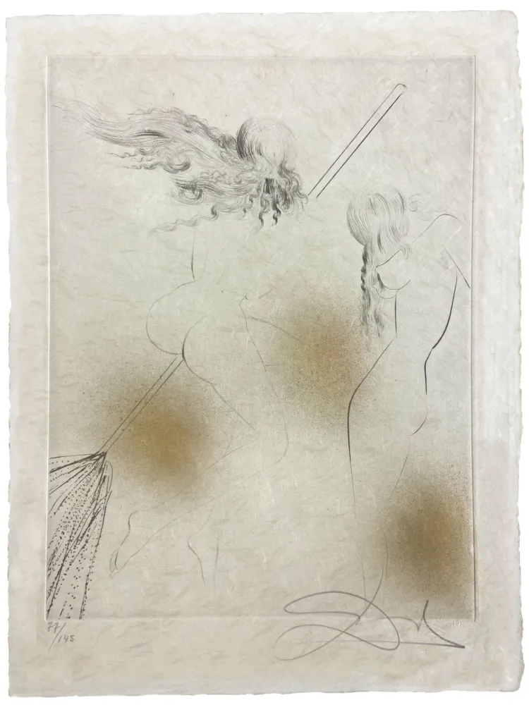Drypoint Dali - Sorciere au balai