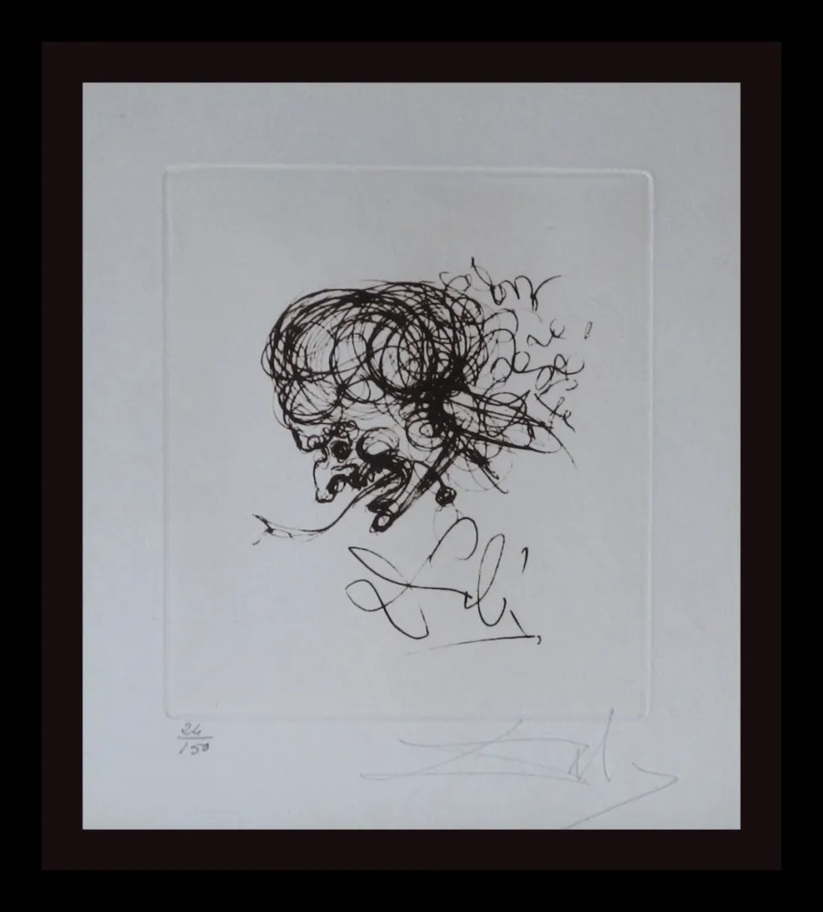 Etching Dali - Symbols Devil