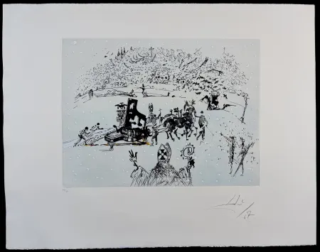 Etching Dali - Tauramachie Surrealiste The Piano in The Snow
