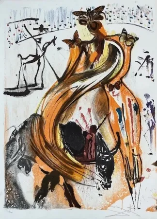 Lithograph Dali - Tauromachie aux papillons