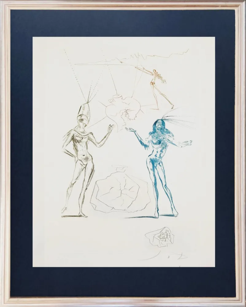 Engraving Dali - The Doomed Lovers
