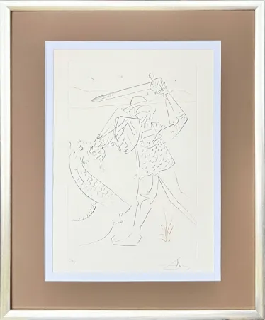 Drypoint Dali - The Fall of Lancelot