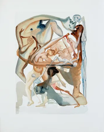 Woodcut Dali - The Inferno, Canto 11 - On the Edge of the Seventh Circle