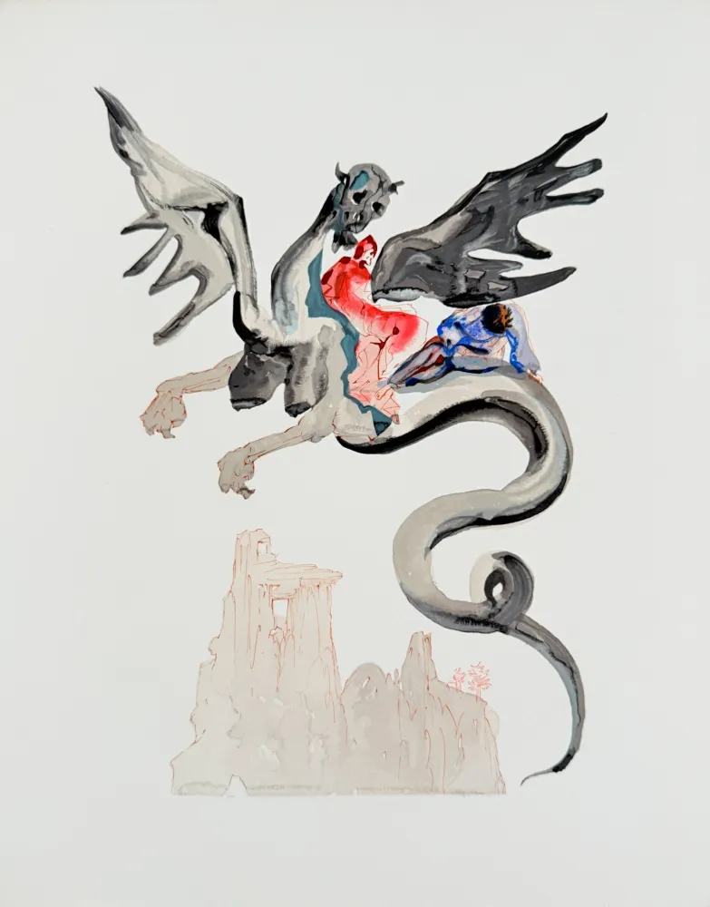 Woodcut Dali - The Inferno, Canto 17 - The Usurers