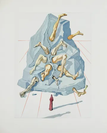 Woodcut Dali - The Inferno, Canto 19 - The Simonists