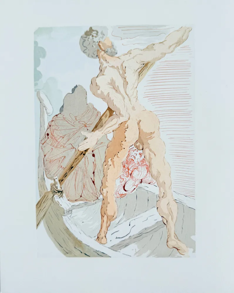 Woodcut Dali - The Inferno, Canto 2 - Virigil comforts Dante
