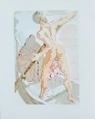 Woodcut Dali - The Inferno, Canto 2 - Virigil comforts Dante