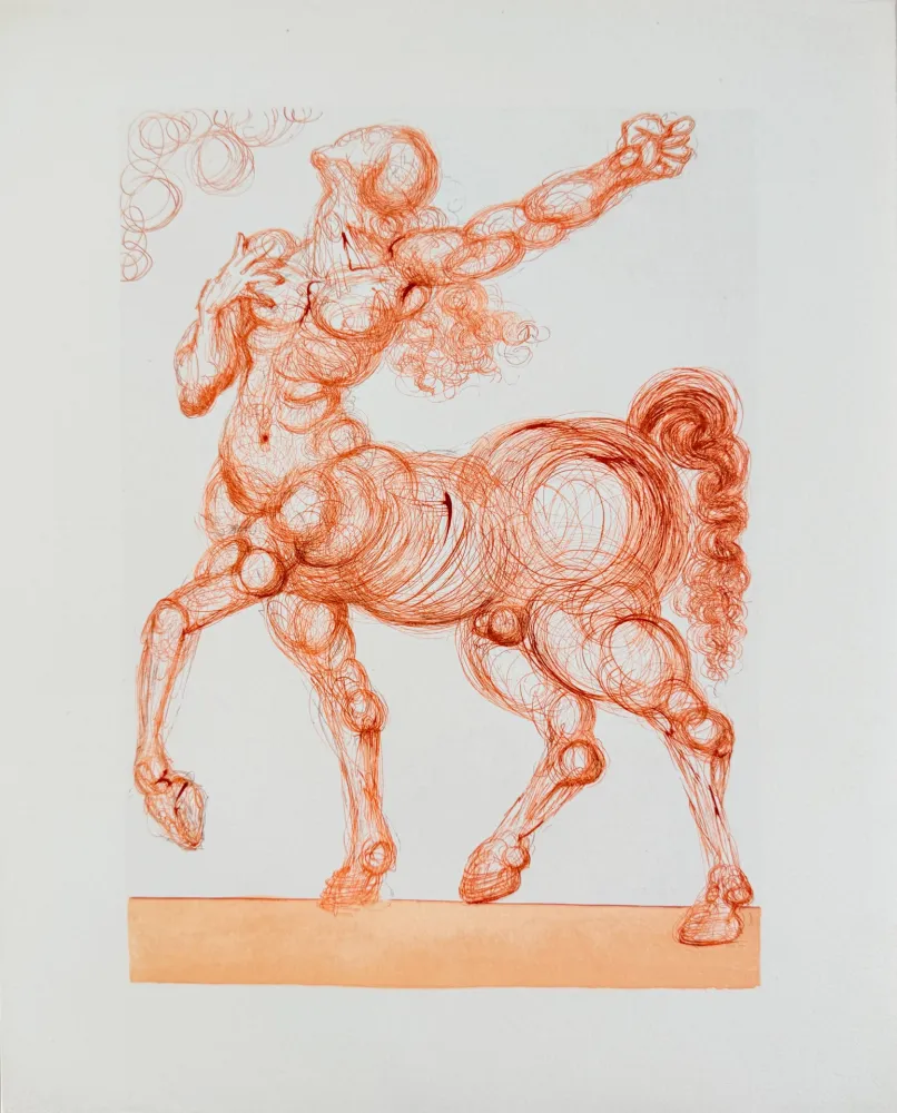 Woodcut Dali - The Inferno, Canto 25 - The Centaur