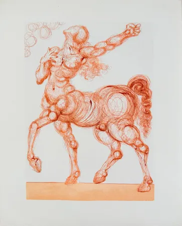 Woodcut Dali - The Inferno, Canto 25 - The Centaur