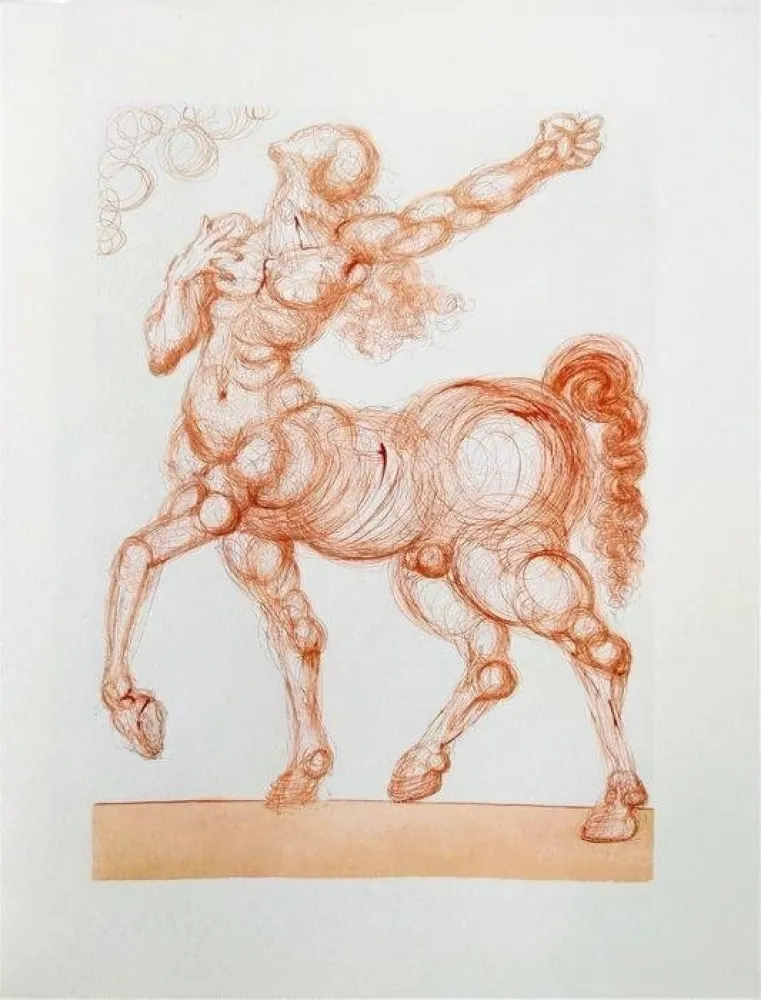 Woodcut Dali - The Inferno, Canto 25 - The Centaur