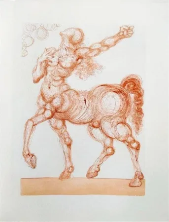 Woodcut Dali - The Inferno, Canto 25 - The Centaur