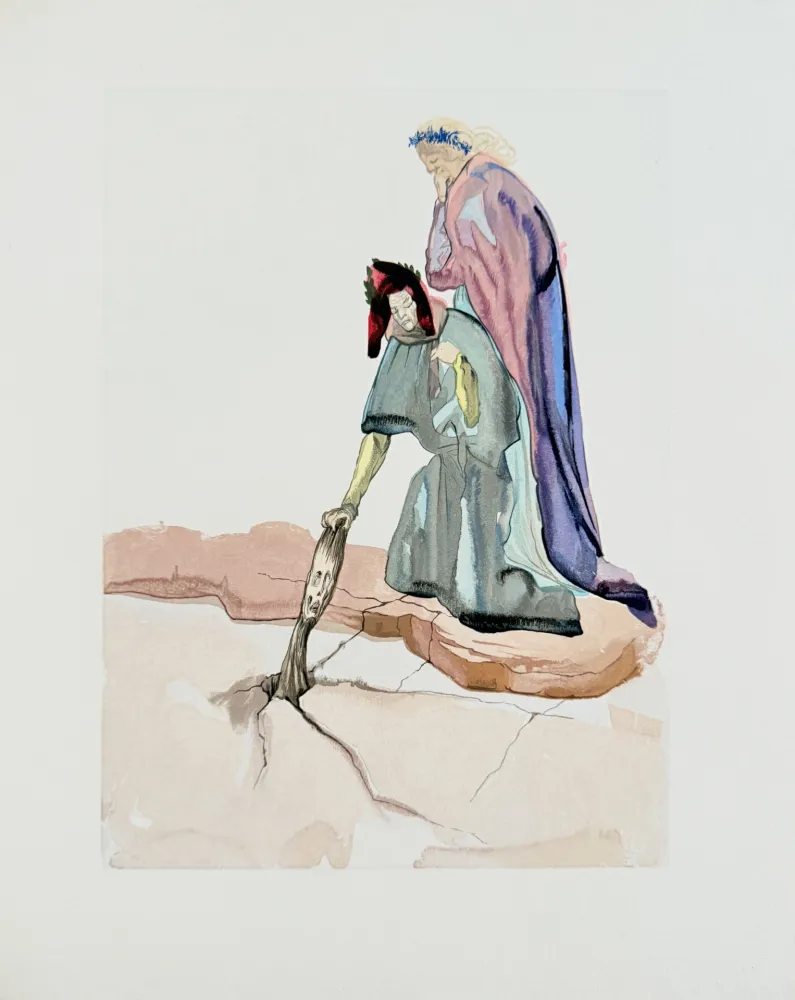 Woodcut Dali - The Inferno, Canto 32 - Les Traitres envers leur patrie