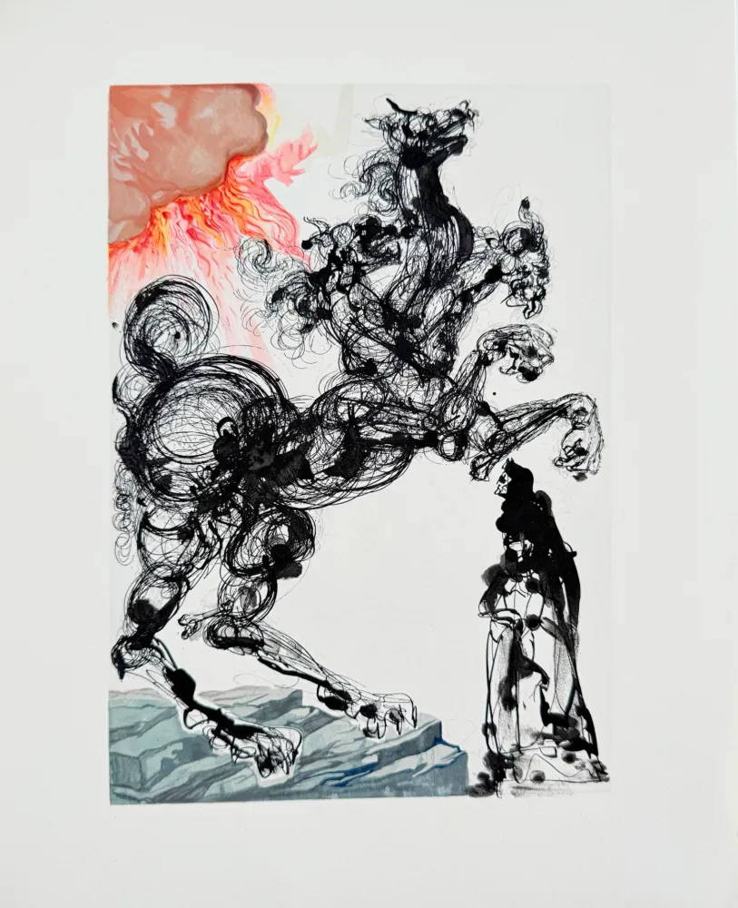 Woodcut Dali - The Inferno, Canto 6 - Cerberus