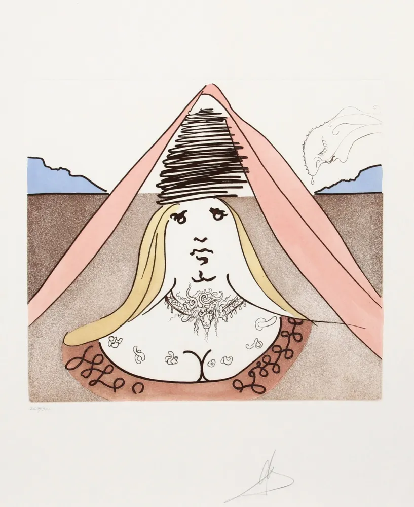 Etching Dali - The Lady Dulcinea from Historia de Don Quichotte de la Mancha