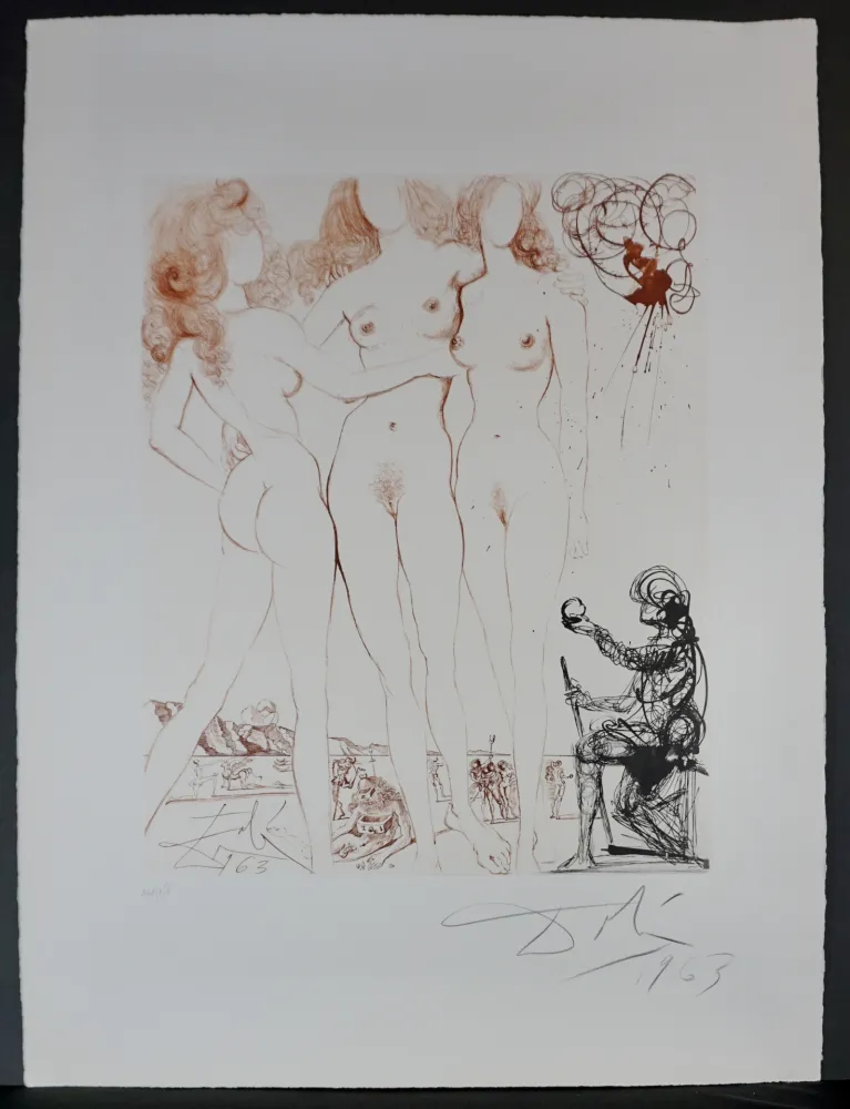 Etching Dali - The Mythology Judgment of Paris 