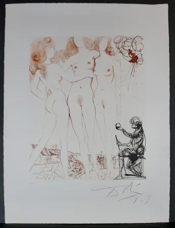 Etching Dali - The Mythology Judgment of Paris 