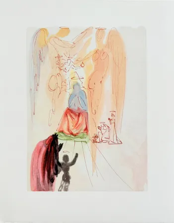 Woodcut Dali - The Paradise, Canto 23 - Triumph of Christ and the Virgin