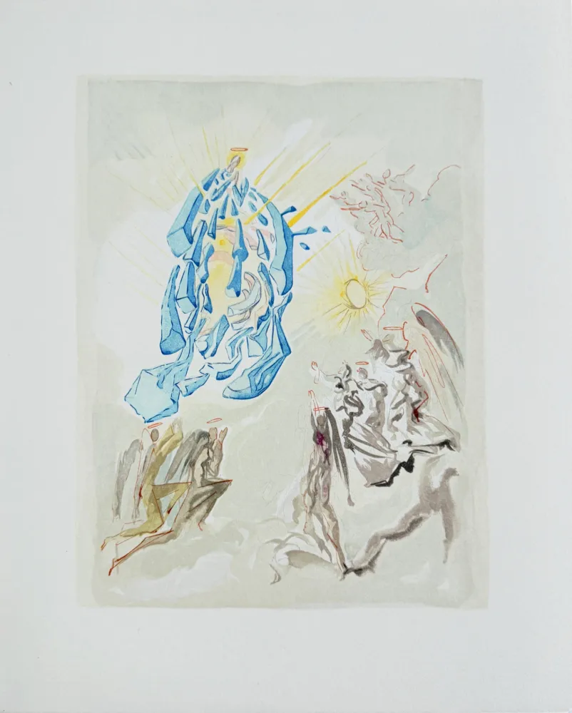 Woodcut Dali - The Paradise, Canto 26 - Dante Recovers his Sight