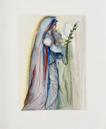 Woodcut Dali - The Paradise, Canto 32 - Preparation for Final Prayer