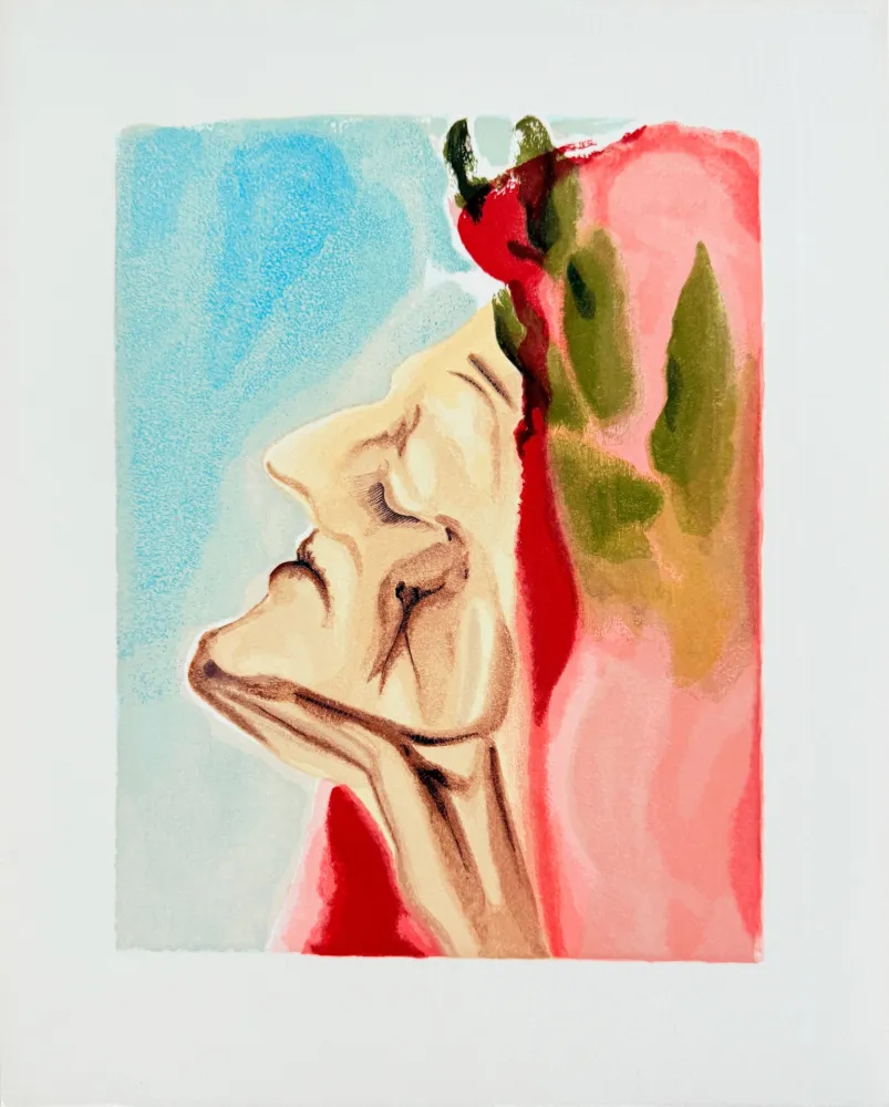 Woodcut Dali - The Paradise, Canto 7 - Le nouveau doute de Dante
