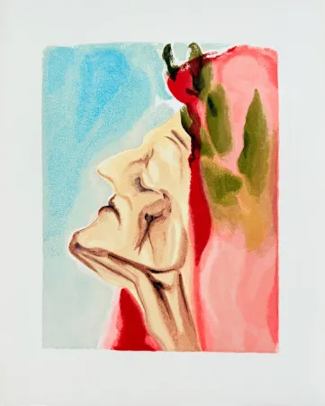 Woodcut Dali - The Paradise, Canto 7 - Le nouveau doute de Dante