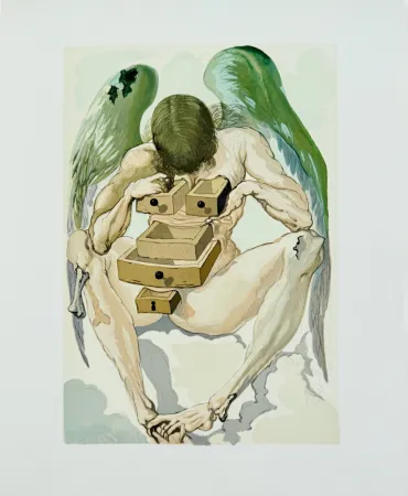 Woodcut Dali - The Purgatory, Canto 1 - The Fallen Angel